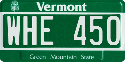 VT license plate WHE450