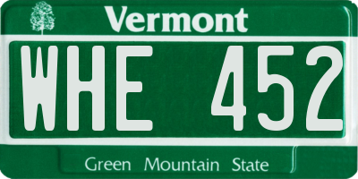 VT license plate WHE452