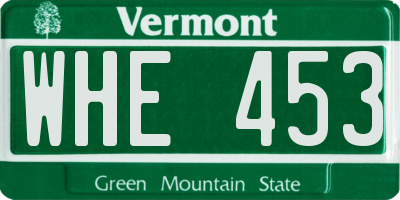 VT license plate WHE453
