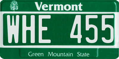 VT license plate WHE455