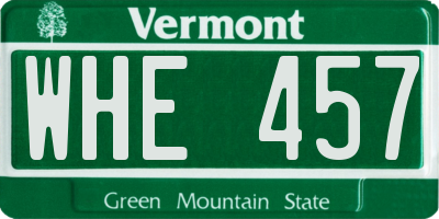 VT license plate WHE457