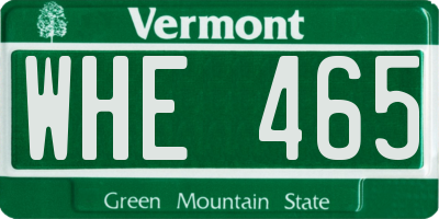 VT license plate WHE465