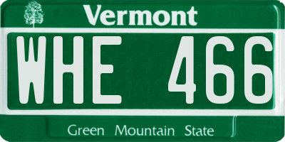 VT license plate WHE466