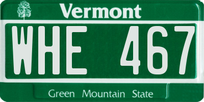 VT license plate WHE467