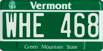 VT license plate WHE468