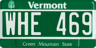 VT license plate WHE469