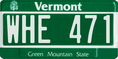 VT license plate WHE471