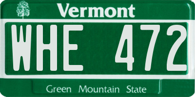 VT license plate WHE472