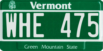 VT license plate WHE475
