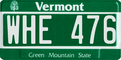 VT license plate WHE476