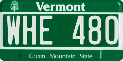VT license plate WHE480
