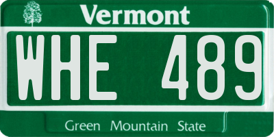 VT license plate WHE489