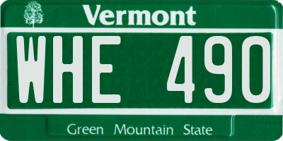 VT license plate WHE490