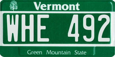 VT license plate WHE492