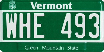 VT license plate WHE493