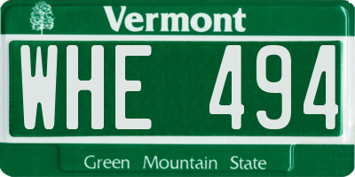 VT license plate WHE494