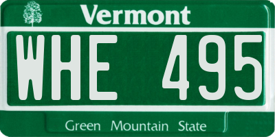VT license plate WHE495