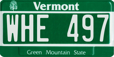 VT license plate WHE497