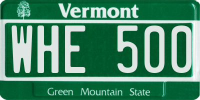 VT license plate WHE500