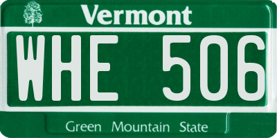 VT license plate WHE506