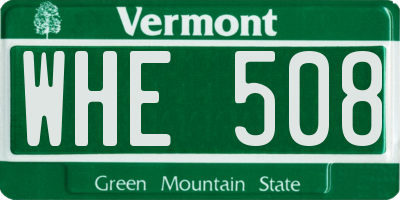 VT license plate WHE508