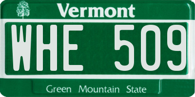 VT license plate WHE509