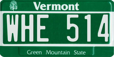 VT license plate WHE514