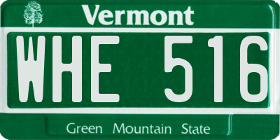VT license plate WHE516