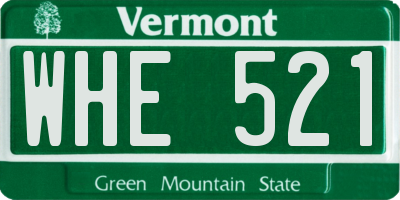 VT license plate WHE521