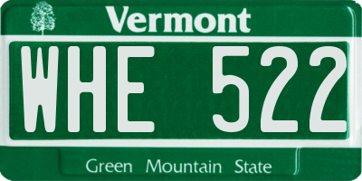 VT license plate WHE522