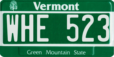 VT license plate WHE523