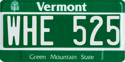 VT license plate WHE525