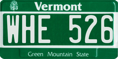 VT license plate WHE526