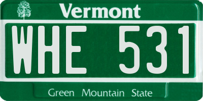 VT license plate WHE531