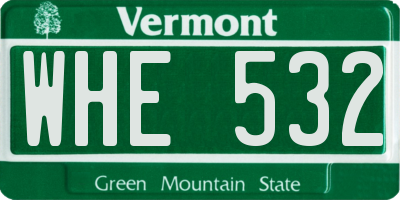 VT license plate WHE532