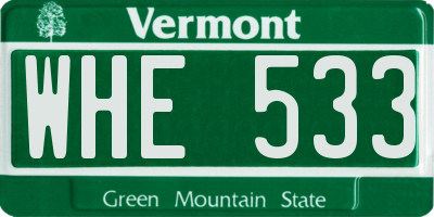 VT license plate WHE533