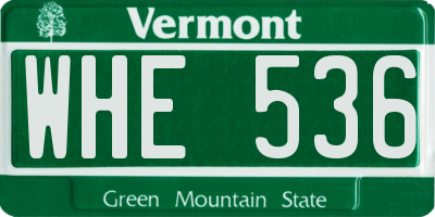 VT license plate WHE536
