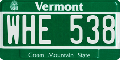 VT license plate WHE538