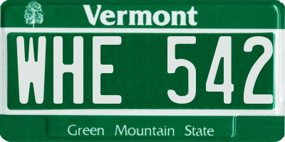 VT license plate WHE542