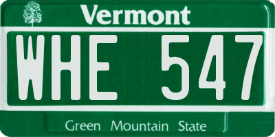 VT license plate WHE547