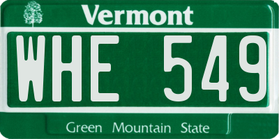 VT license plate WHE549