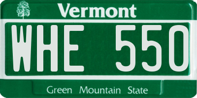 VT license plate WHE550