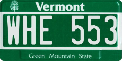 VT license plate WHE553