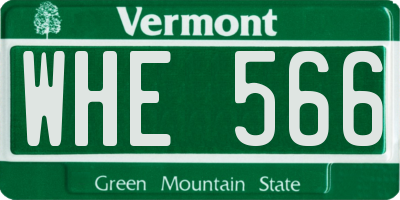 VT license plate WHE566