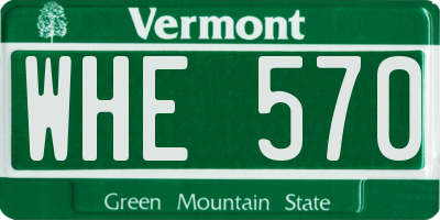 VT license plate WHE570