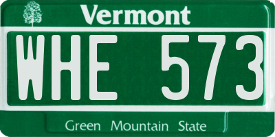 VT license plate WHE573