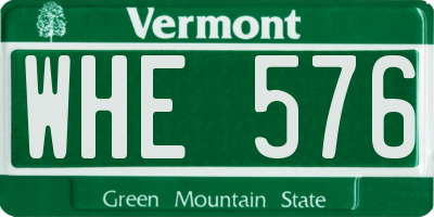 VT license plate WHE576