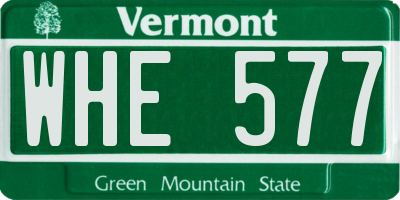 VT license plate WHE577