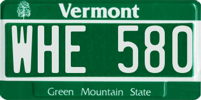 VT license plate WHE580