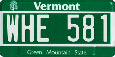 VT license plate WHE581